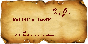 Kallós Jenő névjegykártya